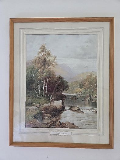 Lovely Antique Landscape Print Framed