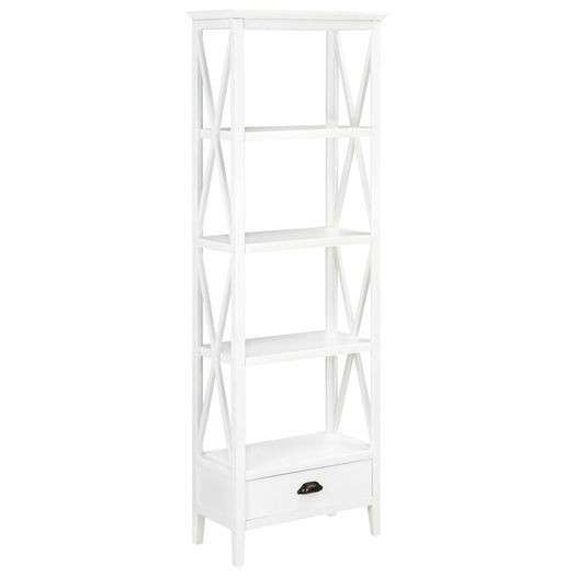 Bookcase with 1 Drawer White 60x30x170 cm MDF