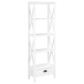 Bookcase with 1 Drawer White 60x30x170 cm MDF