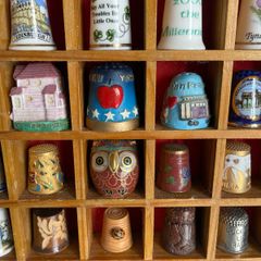 Worldwide Thimble Collection of 154 Thimbles with Two Wooden Display Cabinets included