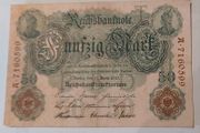 1910 German 50 mark banknote in V.Fine condition