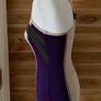 Womens top KAREN MILLEN Blouse size 8/10 Beige Purple Sleeveless Scoop Neck Zip Ladies Image 4