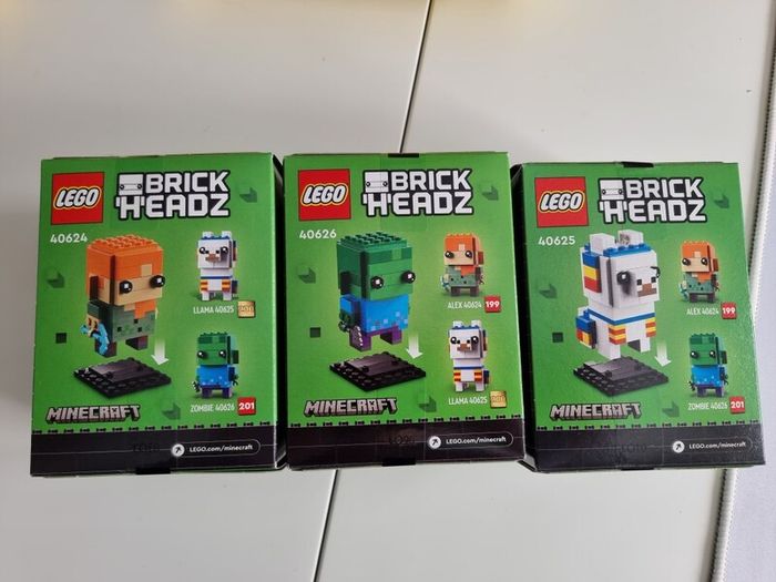 3x Lego Minecraft Brickheadz 40624 40626 40625