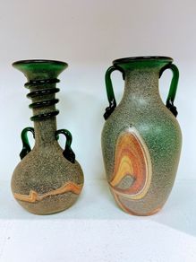 Pair of Murano Scavo glass vases 1960s
