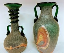Pair of Murano Scavo glass vases 1960s