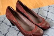Marks and Spencer Wine Footglove wider feet leather court shoes size UK 4.5