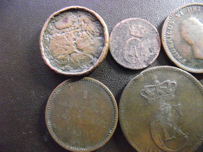 Lot Of Old Danish Coins (1813-1874)
