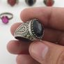 Antique Boho Jewellery 15 Mixed Brass Stone & Glass Rings Image 5