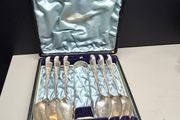 Antique 1895 Glasgow Solid Silver Teaspoons &amp; Sugar Tongs Set in Original Box