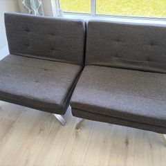 Home Duo Fabric 2 Seater Clic Clac Sofa Bed - Charcoal
