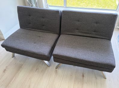 Home Duo Fabric 2 Seater Clic Clac Sofa Bed - Charcoal