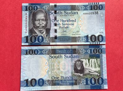 South Sudan  100 Pounds 2015   ( Uncirculated ) Pick 15a.