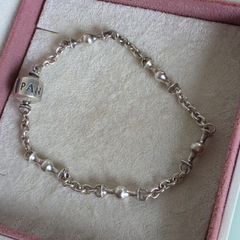 Pandora sterling silver station chain clasp bracelet size 19cm for the right size please check all the photos