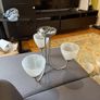 Light Semi Flush Curved Arm Sitting Room Bedroom Ceiling Light with Alabaster Glass Shades (Satin Nickel, 3 Light) Image 3