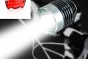 LED Bike Bicycle Front Head Light Lamp Torch and 6 led rear light set kit Back