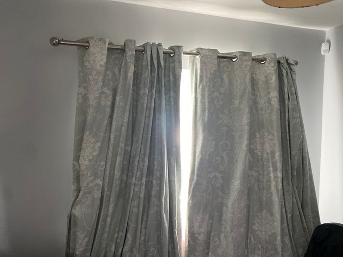 Two blackout curtains and two curtain poles