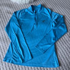 ASICS Blue Long Sleeve Zip Sports Top Size S