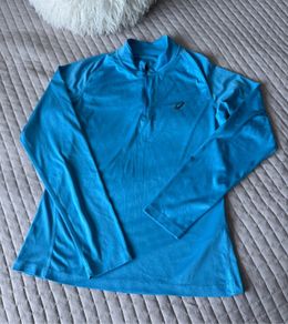 ASICS Blue Long Sleeve Zip Sports Top Size S
