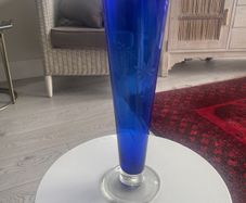 Vintage Cobalt Blue Tall Glass Vase