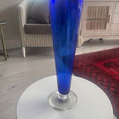 Vintage Cobalt Blue Tall Glass Vase