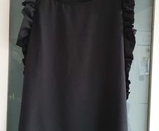 maggie & me black tunic / top with ruffle sides Sz L (10-14 UK)