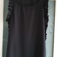 maggie & me black tunic / top with ruffle sides Sz L (10-14 UK)