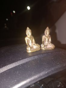 Brass Buddhas Miniature Buddha statue of brass tiny little good luck charm vintage collectible Indian art souvenir gift item