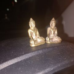 Brass Buddhas Miniature Buddha statue of brass tiny little good luck charm vintage collectible Indian art souvenir gift item