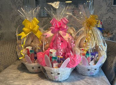 Easter baskets and balloons