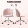 Vanity Chair for Dressing Table with Wheels, Boucle Chair for Bedroom, Swivel Armchair for Home, Height Adjustable&Easy Assembly, Pink Image 2