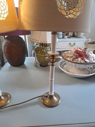 2 x Brass Vintage Candle brass Lamps
