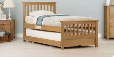 Solid Single Bed + Pull-Out Trundle (Converts to Double)