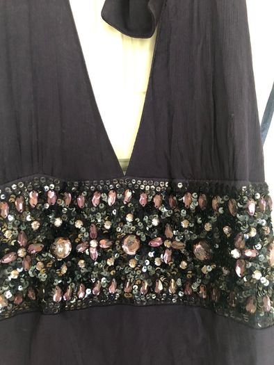 100% Silk Navy halter neck dress