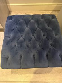 Navy velvet deep buttoned foot stool