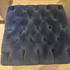 Navy velvet deep buttoned foot stool