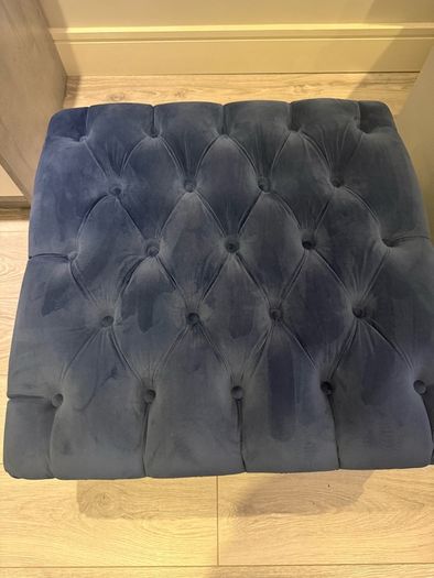 Navy velvet deep buttoned foot stool