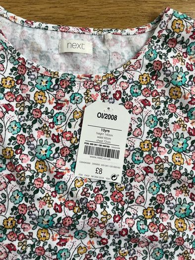 NEXT BNWT Girls Summer Top, dipped back, age 10