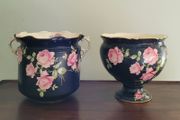 Antique pair of crown ducal "Roseware" jardinieres