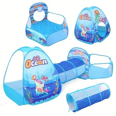 Tent 3 in 1 Kids Play Tent with Play Tunnel, Ball Pit, 3 In 1 Kids Play Tent