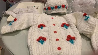 Hand knitted Cardigan and Hat Age 1-2