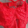 red non padded lace bodysuit fits sm Image 4