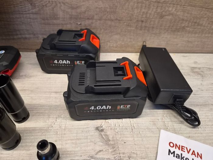 ONEVAN 1/2 inch Cordless Impact Wrench 1700Nm Brushless Electric with 2 Batteries & Fast Charger Red Black