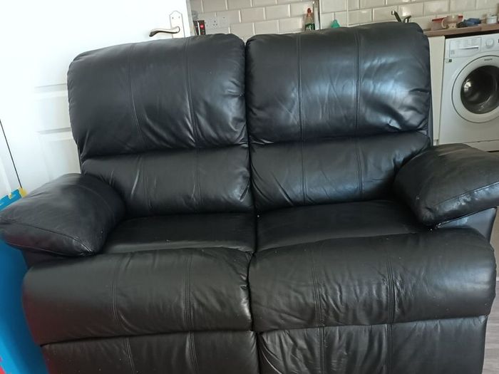 2 seater recliner sofa black leather