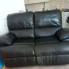 2 seater recliner sofa black leather