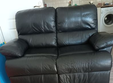2 seater recliner sofa black leather