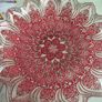 Vintage Large Turkish Art Decorative Center pice Plate. Red and silver / gold on the back . Image 4