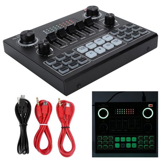 New Pro Sound Card, Multifunctional Live Sound Card, V Bluetooth Sound Card Stereo Audio Mixer for Computer Game Mobile Phone Live Broadcast, for Computer Game, Mobile Phone ,Live Broadcast