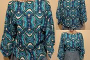 Blue Boho Print Top, New With Tags