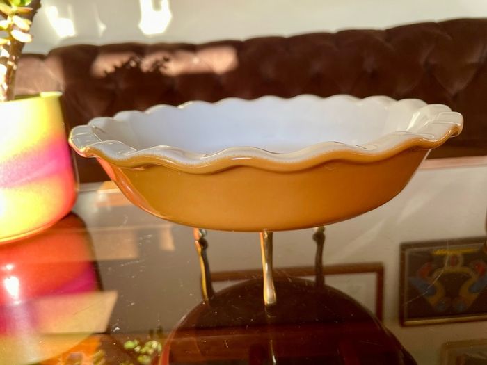 Emile Henry Beautiful Yellow Ruffled Pie Pan Made in France