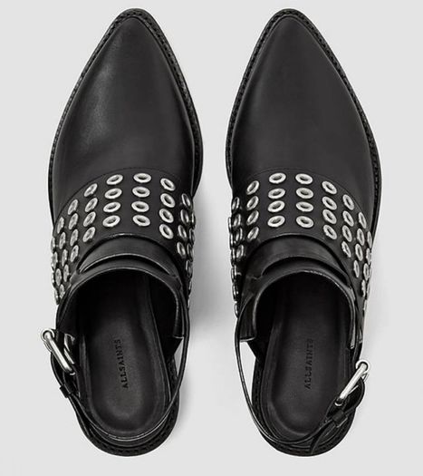 ALLSAINTS Black Leather Open Back Ankle Boots